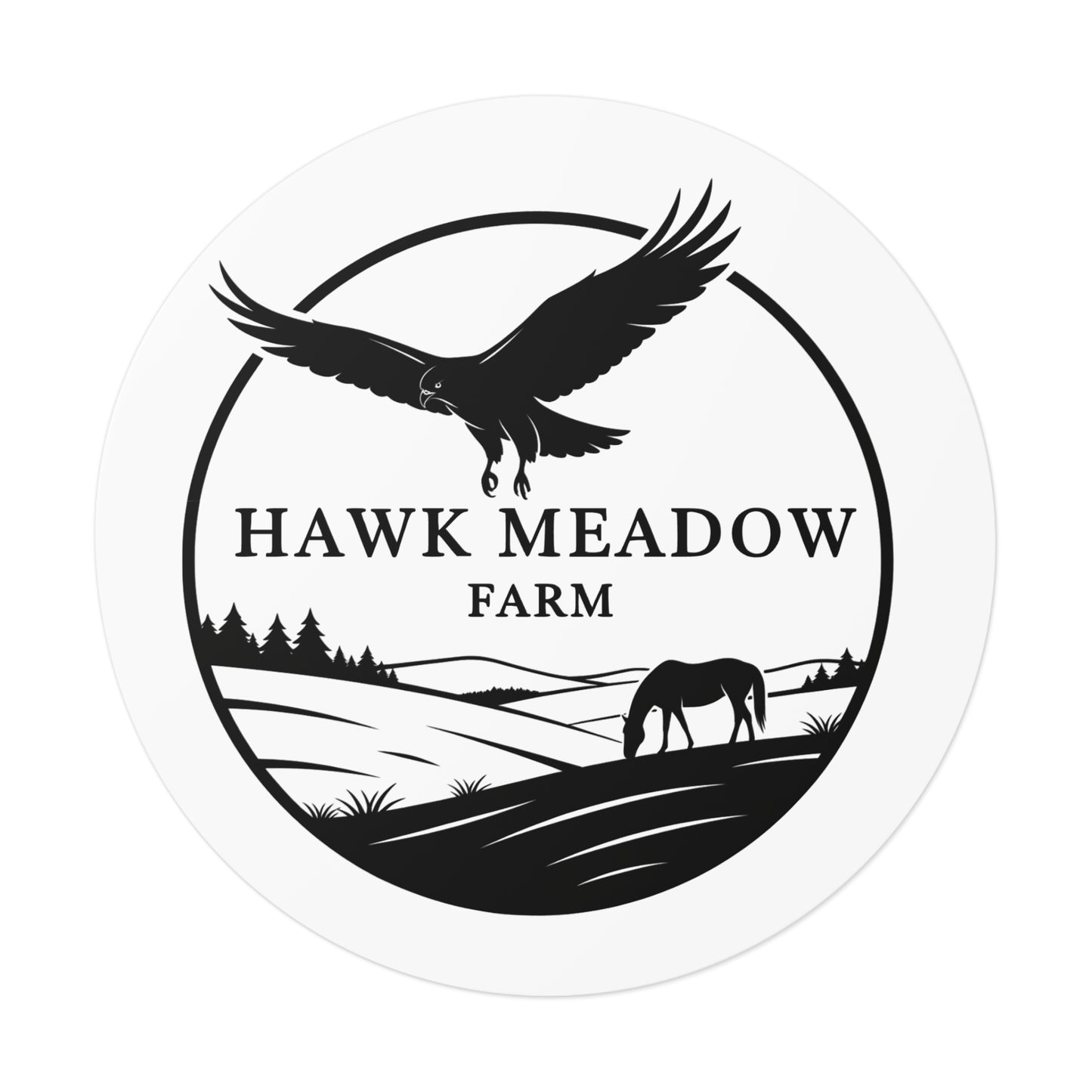 Hawk Meadow Farm Round Vinyl Stickers, Nature Stickers, Farm Decor, Animal Lover Gift, Rustic Home Decor, Outdoor Enthusiast