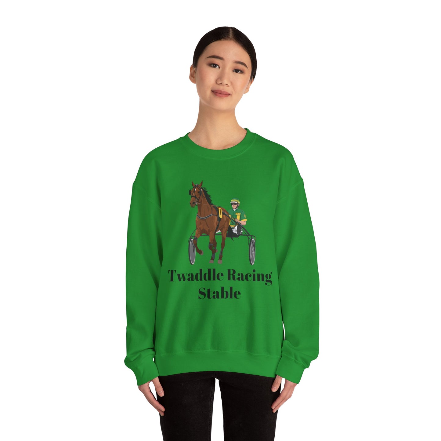 CUSTOM Harness Racing Crewneck Sweatshirt, Horse Racing. Standardbred. Sulky.