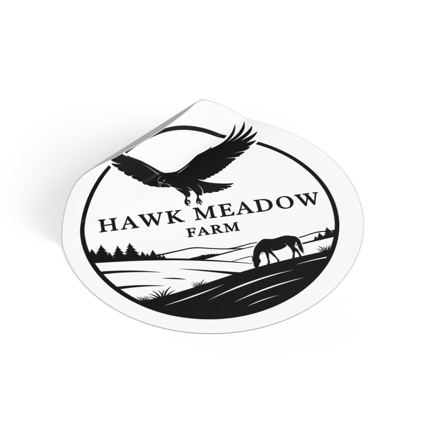 Hawk Meadow Farm Round Vinyl Stickers, Nature Stickers, Farm Decor, Animal Lover Gift, Rustic Home Decor, Outdoor Enthusiast