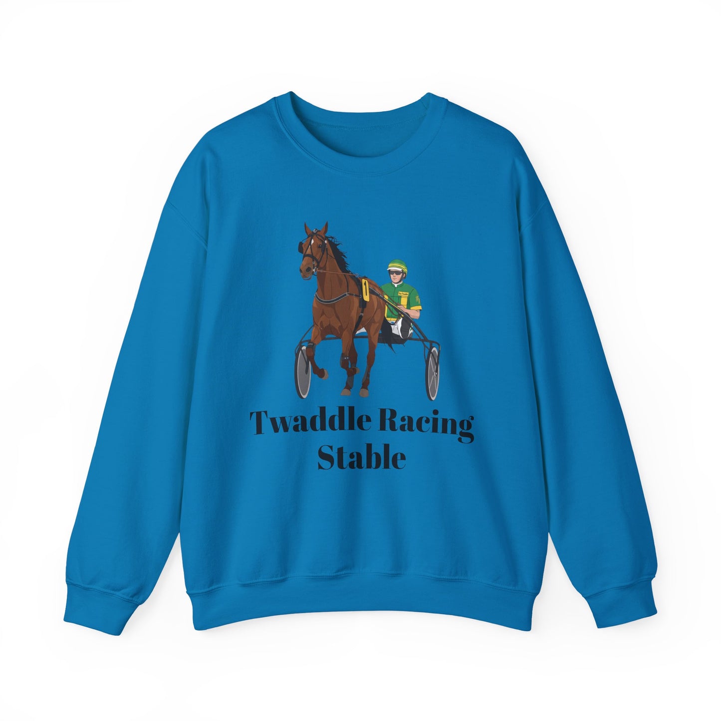 CUSTOM Harness Racing Crewneck Sweatshirt, Horse Racing. Standardbred. Sulky.