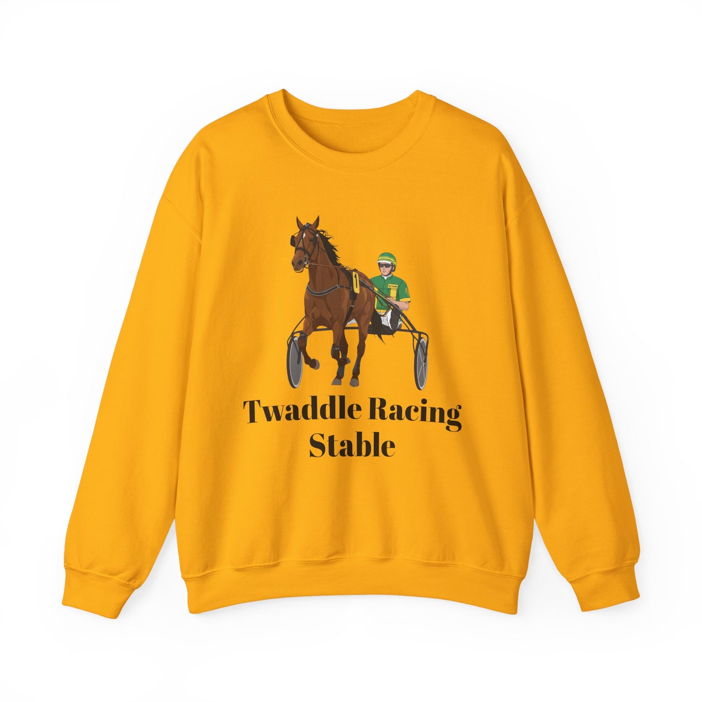 CUSTOM Harness Racing Crewneck Sweatshirt, Horse Racing. Standardbred. Sulky.