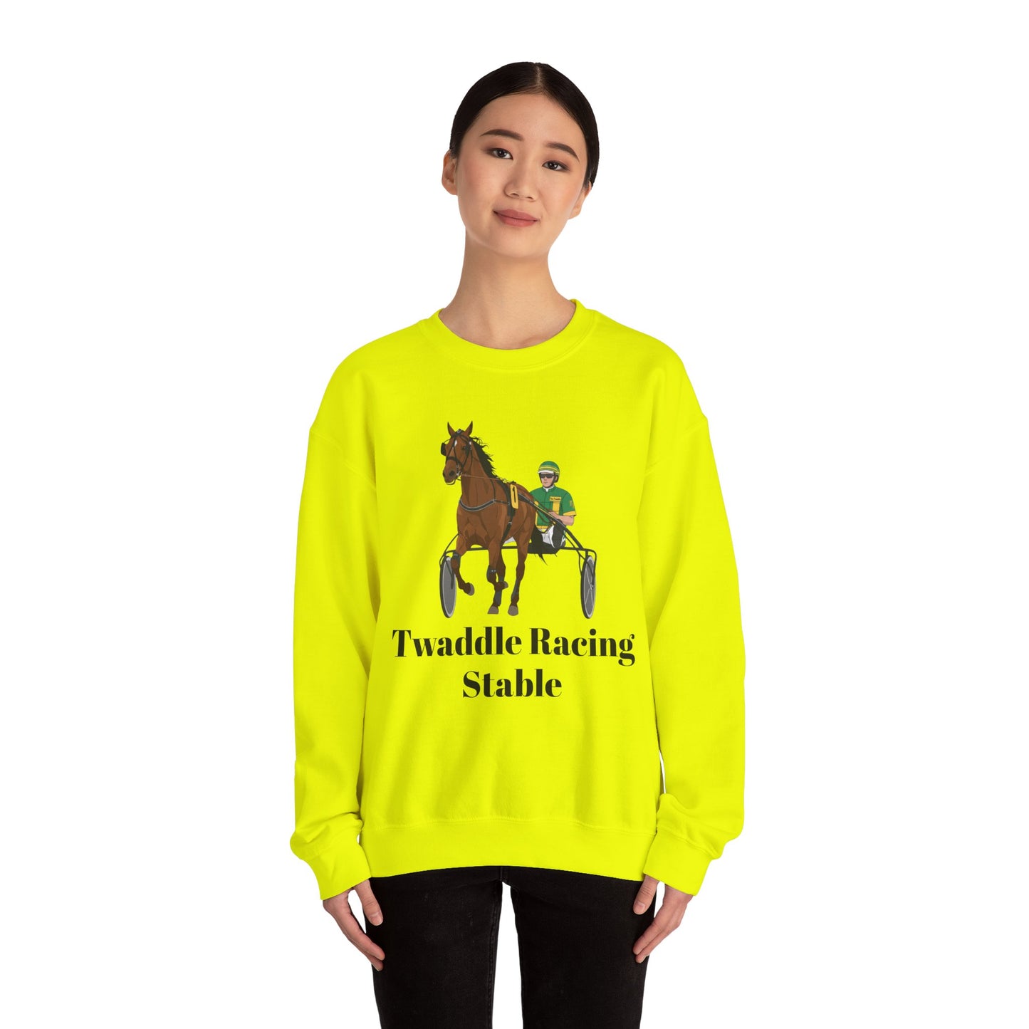 CUSTOM Harness Racing Crewneck Sweatshirt, Horse Racing. Standardbred. Sulky.