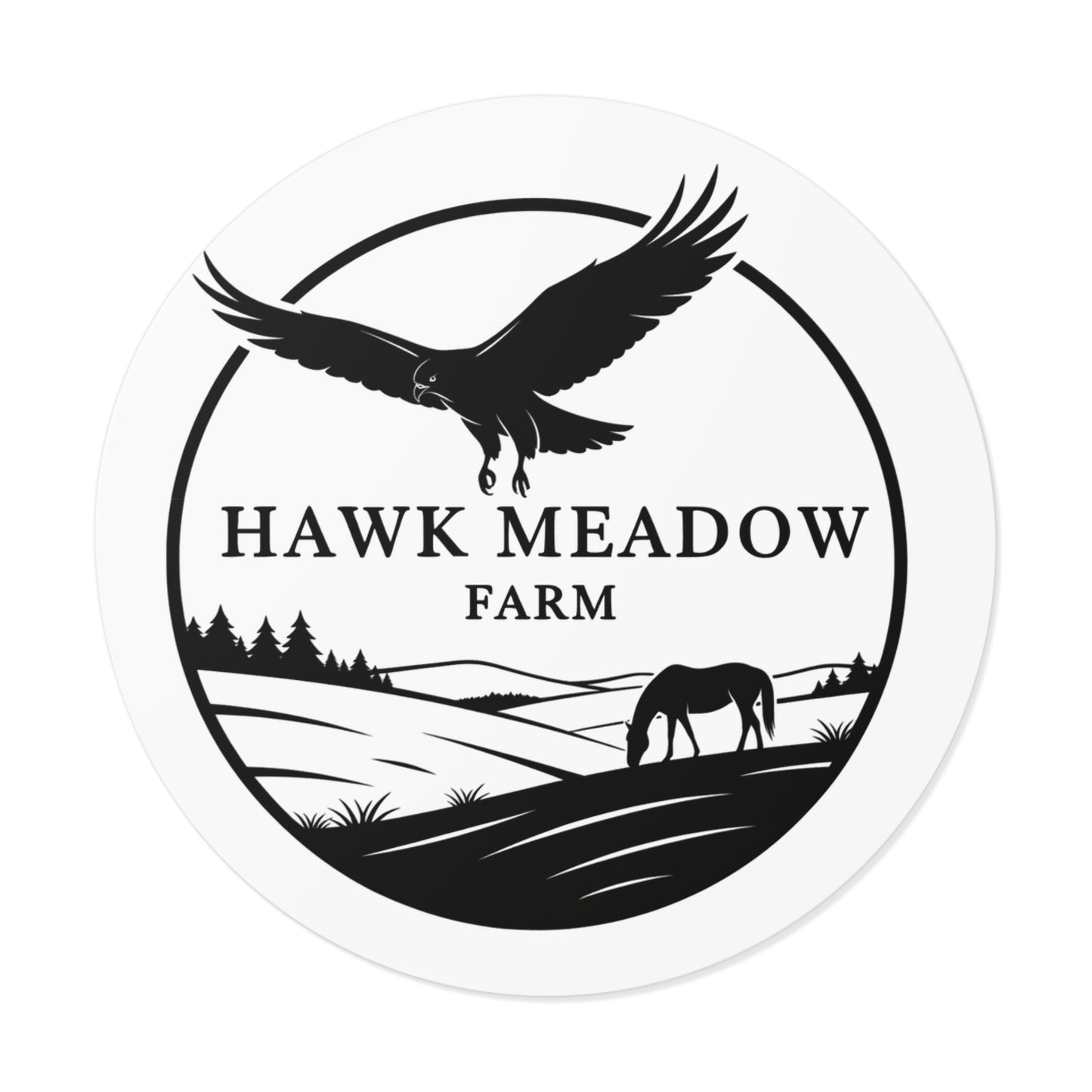 Hawk Meadow Farm Round Vinyl Stickers, Nature Stickers, Farm Decor, Animal Lover Gift, Rustic Home Decor, Outdoor Enthusiast