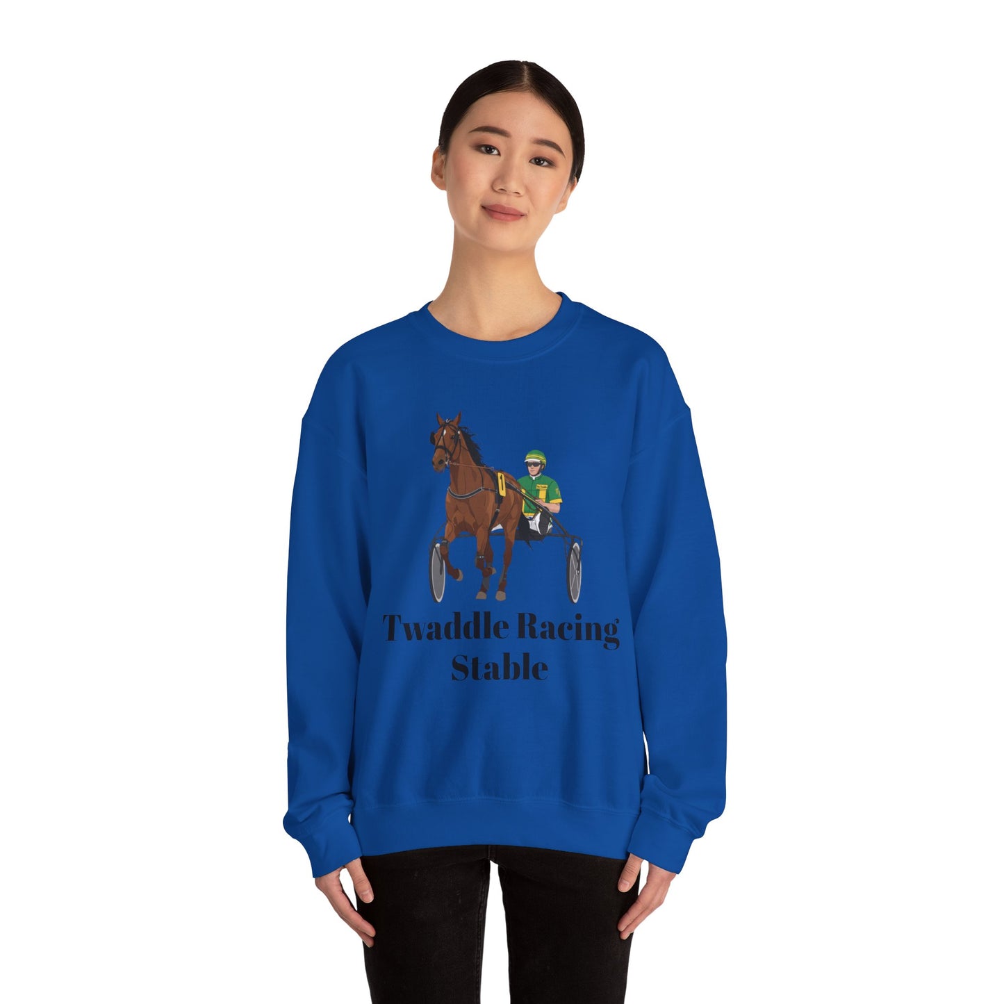 CUSTOM Harness Racing Crewneck Sweatshirt, Horse Racing. Standardbred. Sulky.