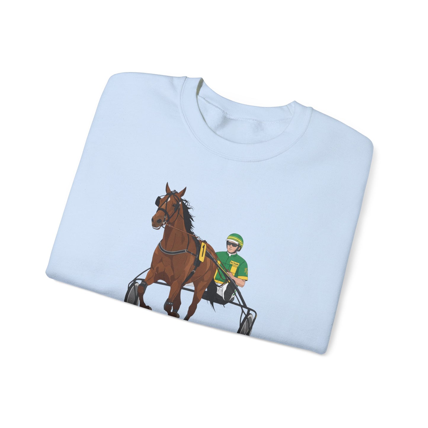 CUSTOM Harness Racing Crewneck Sweatshirt, Horse Racing. Standardbred. Sulky.