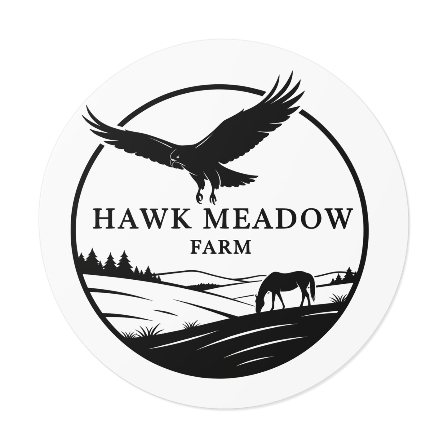 Hawk Meadow Farm Round Vinyl Stickers, Nature Stickers, Farm Decor, Animal Lover Gift, Rustic Home Decor, Outdoor Enthusiast