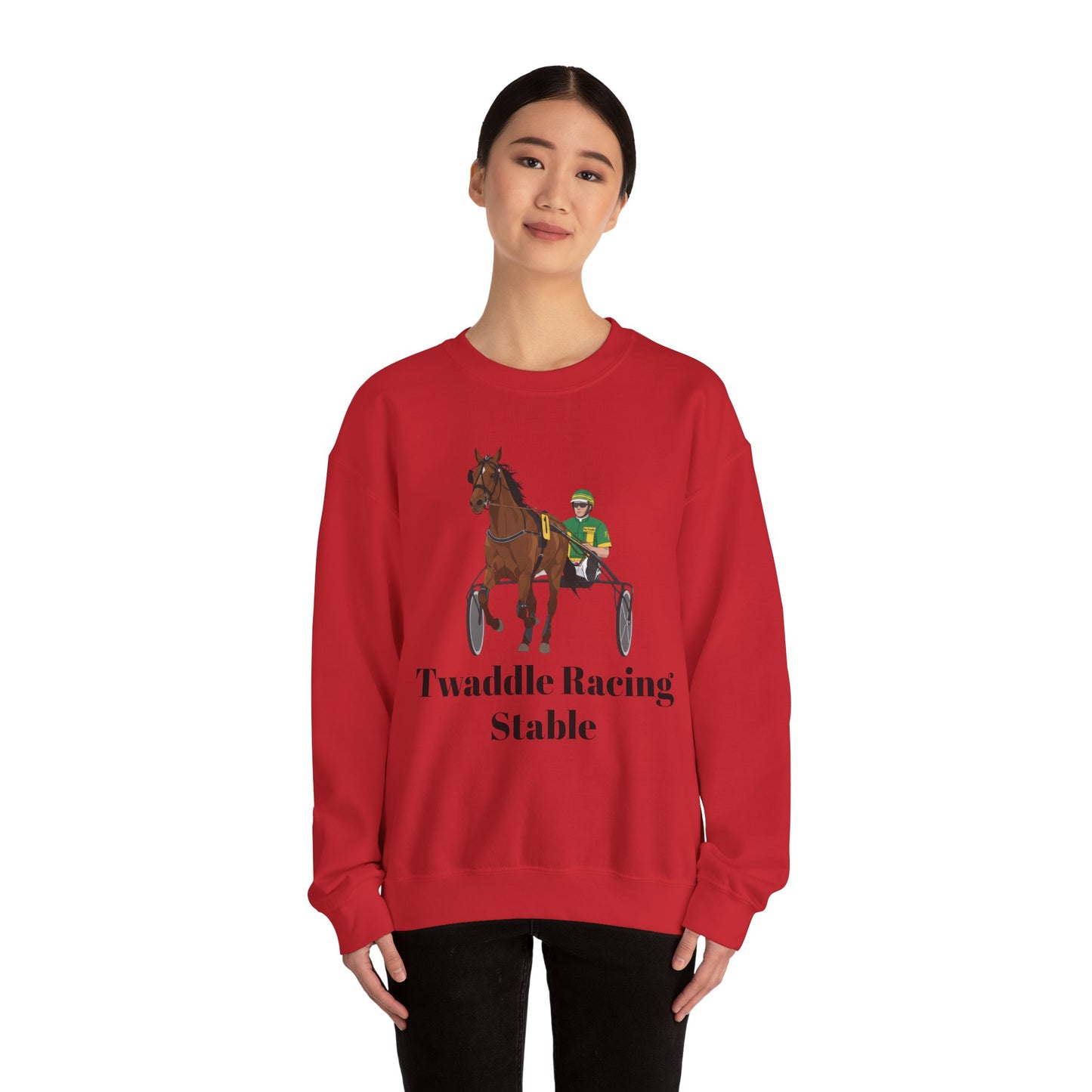 CUSTOM Harness Racing Crewneck Sweatshirt, Horse Racing. Standardbred. Sulky.