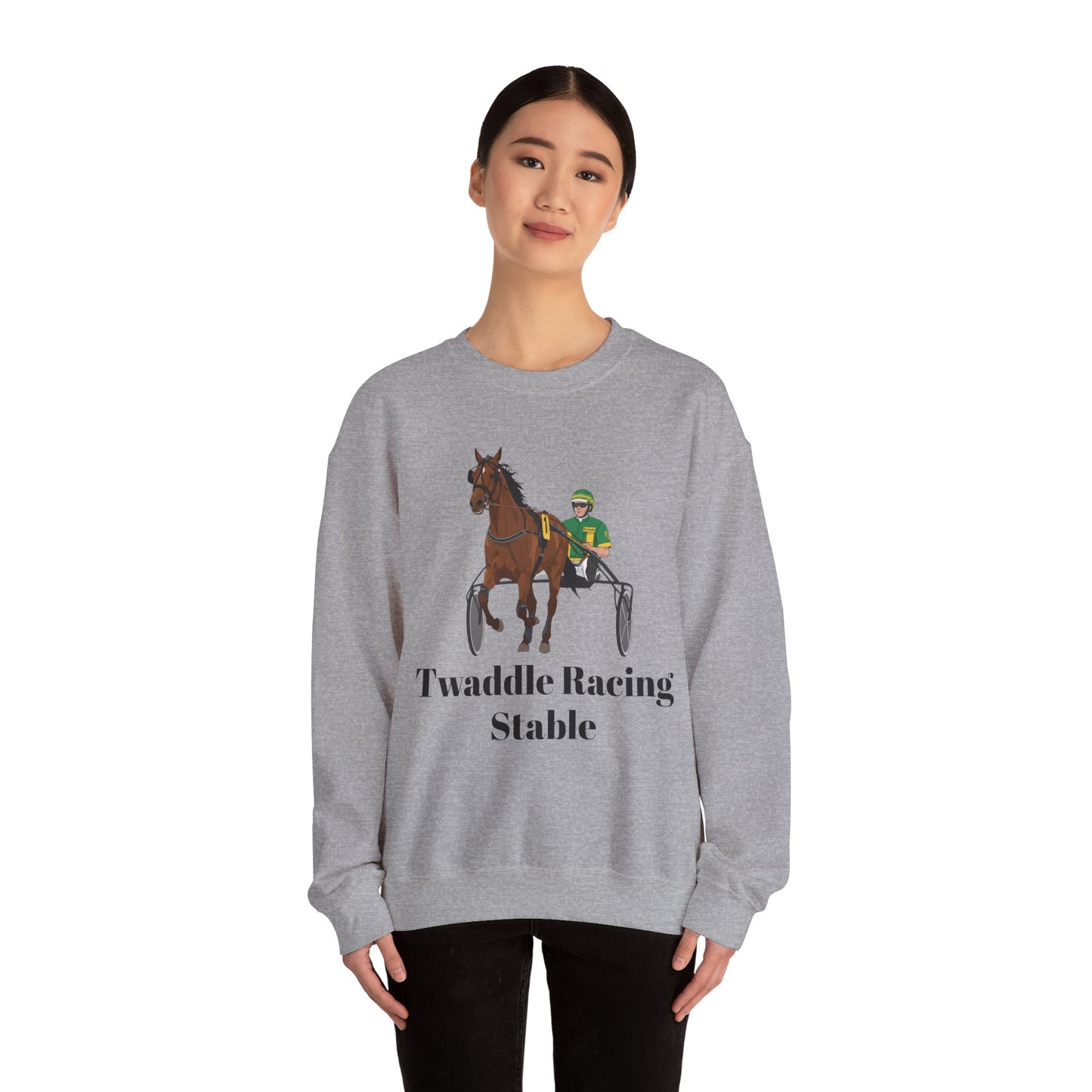 CUSTOM Harness Racing Crewneck Sweatshirt, Horse Racing. Standardbred. Sulky.
