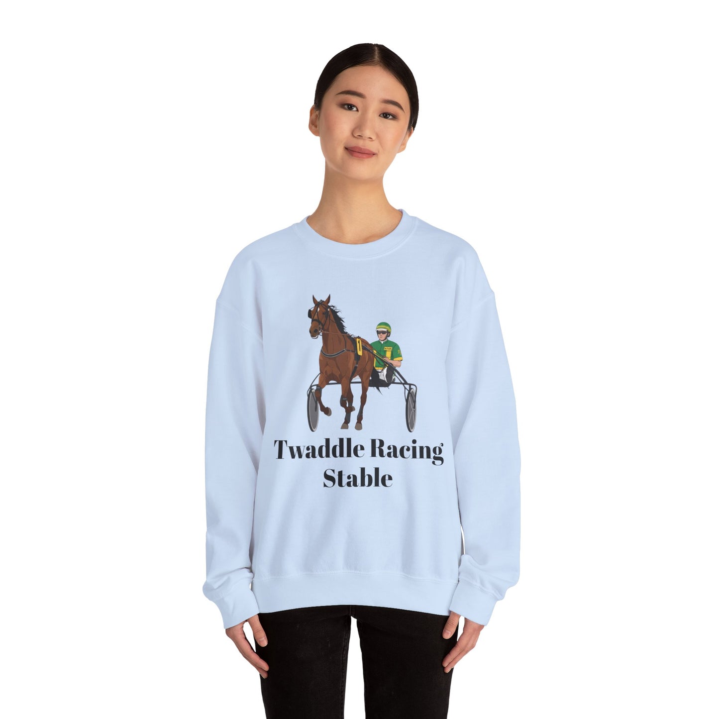 CUSTOM Harness Racing Crewneck Sweatshirt, Horse Racing. Standardbred. Sulky.