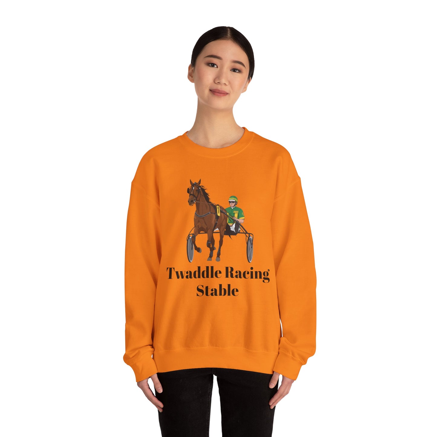CUSTOM Harness Racing Crewneck Sweatshirt, Horse Racing. Standardbred. Sulky.