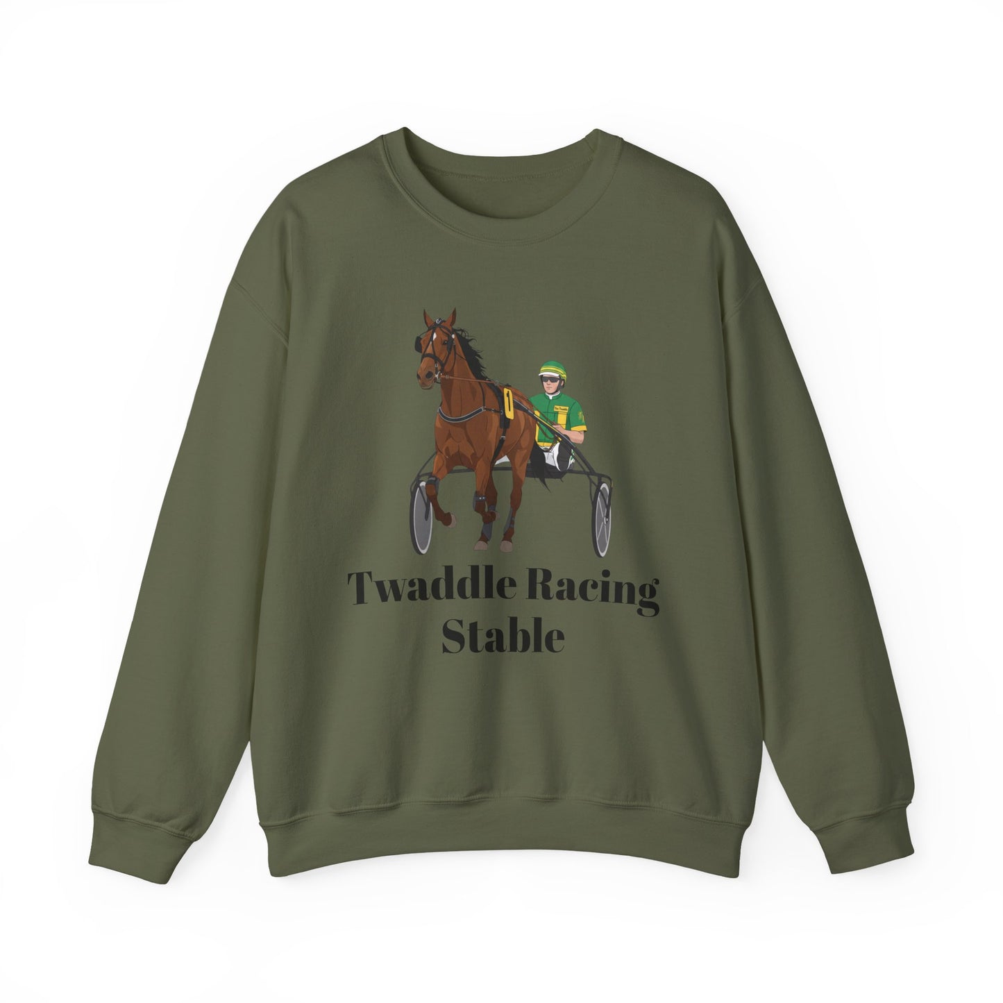 CUSTOM Harness Racing Crewneck Sweatshirt, Horse Racing. Standardbred. Sulky.