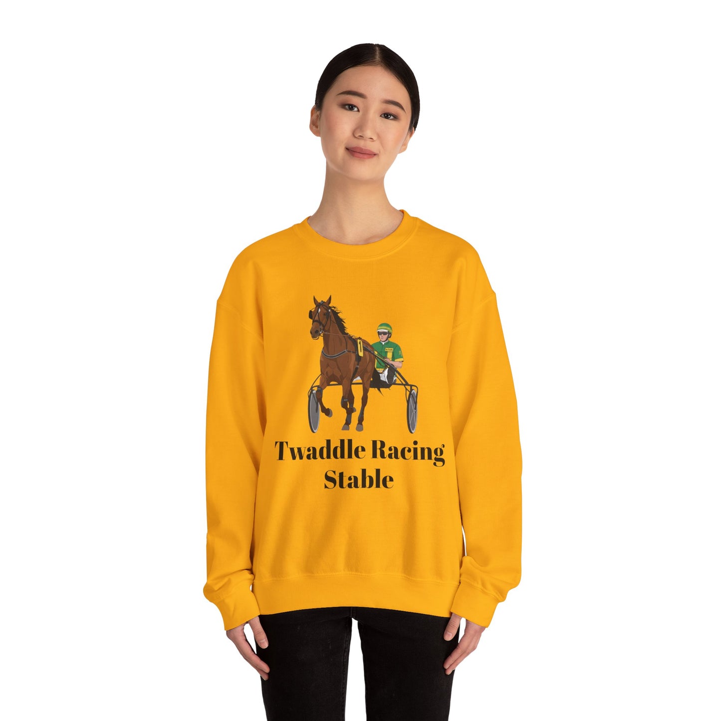 CUSTOM Harness Racing Crewneck Sweatshirt, Horse Racing. Standardbred. Sulky.