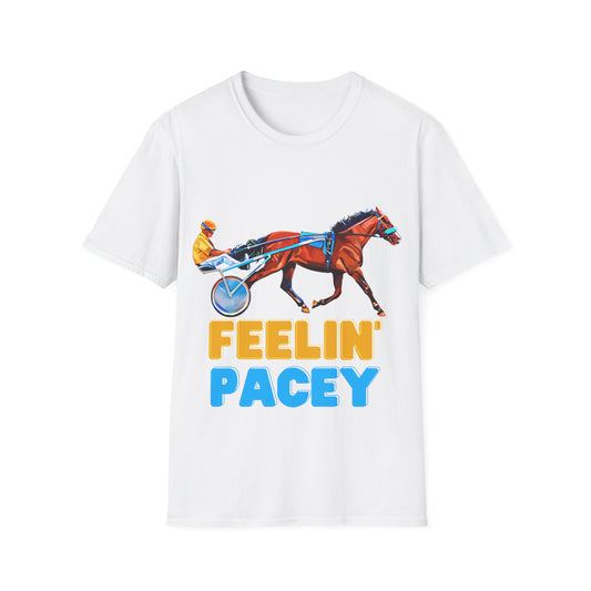 Feelin Pacey Unisex Softstyle T-Shirt. Harness Racing. Sulky. Standardbred. Harness Horse