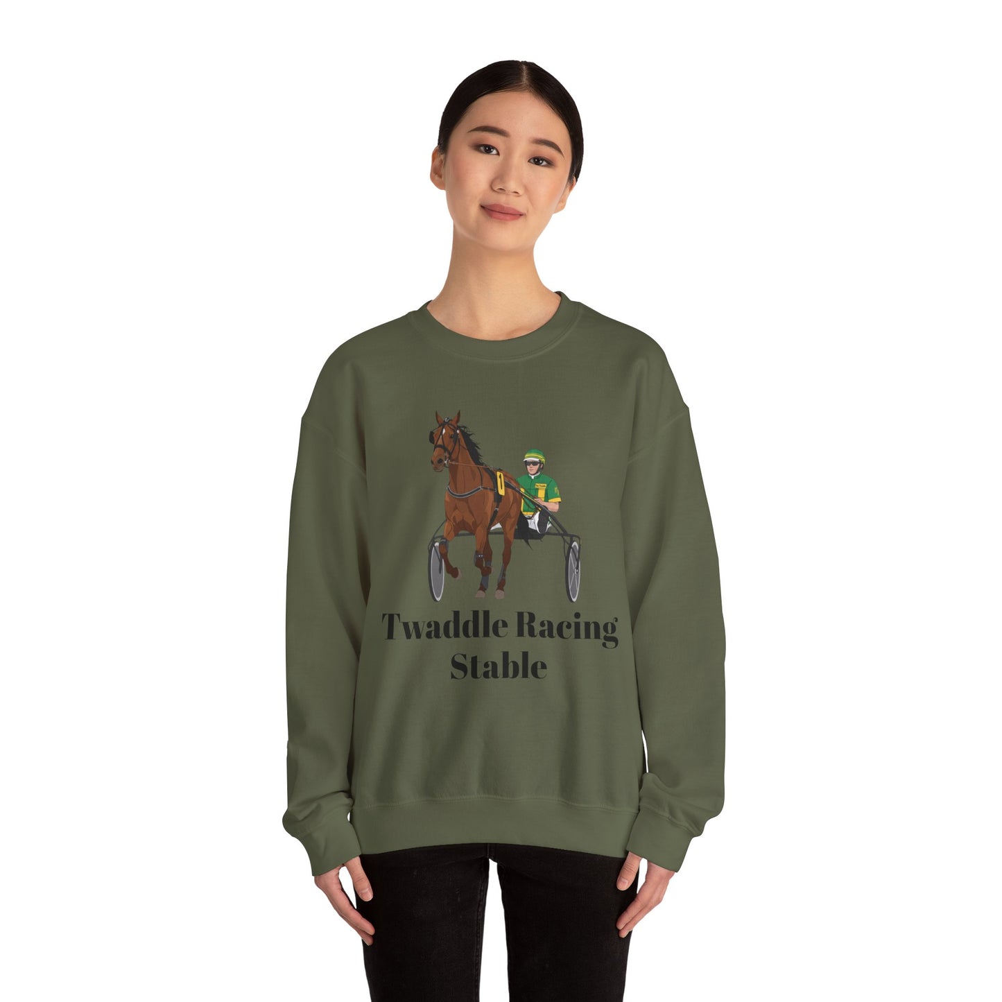CUSTOM Harness Racing Crewneck Sweatshirt, Horse Racing. Standardbred. Sulky.