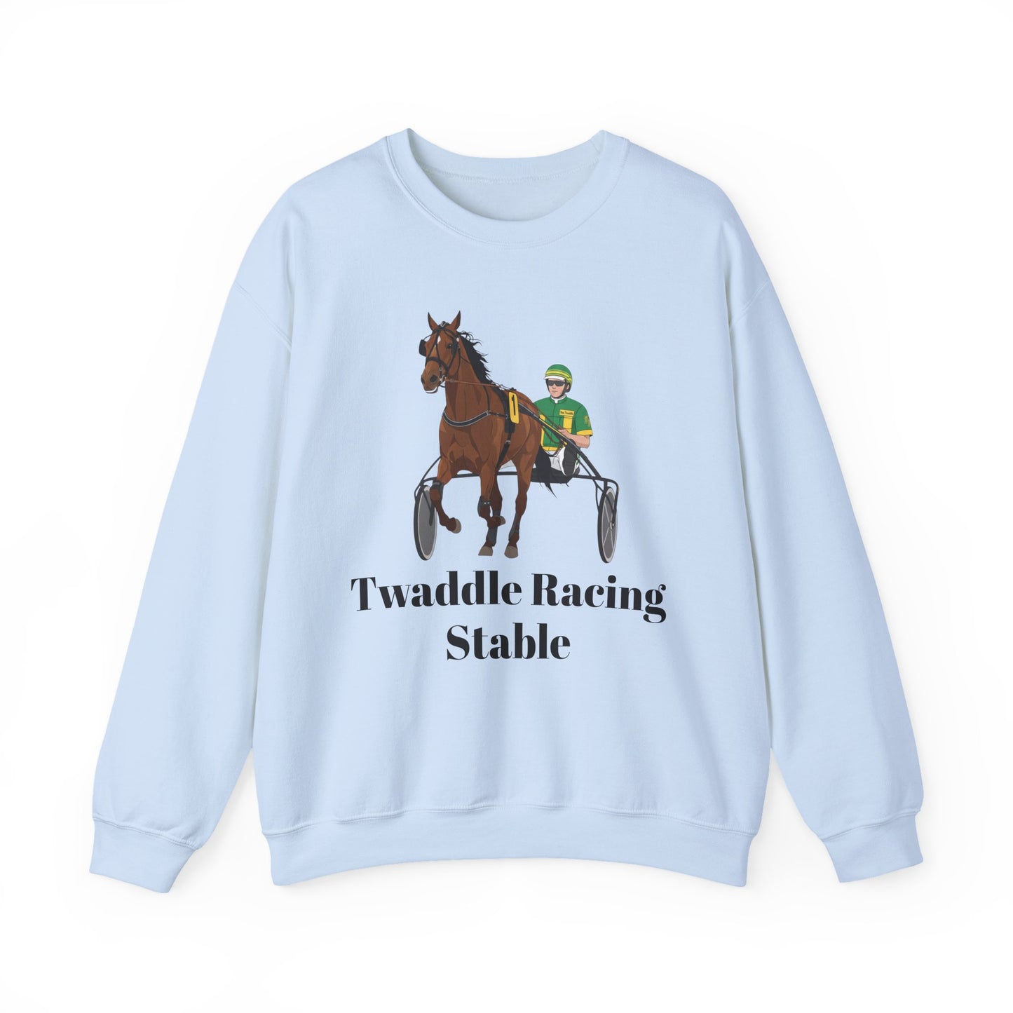 CUSTOM Harness Racing Crewneck Sweatshirt, Horse Racing. Standardbred. Sulky.