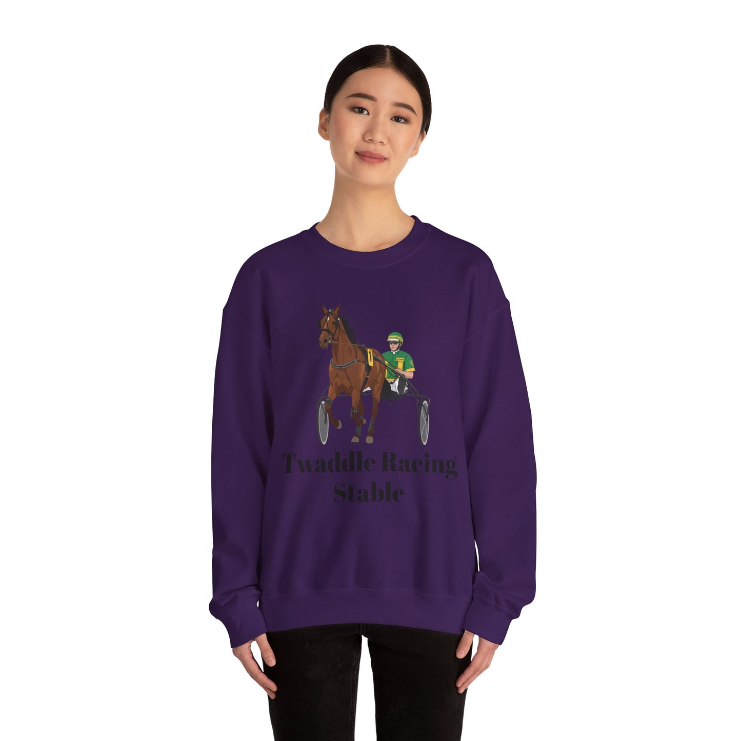 CUSTOM Harness Racing Crewneck Sweatshirt, Horse Racing. Standardbred. Sulky.