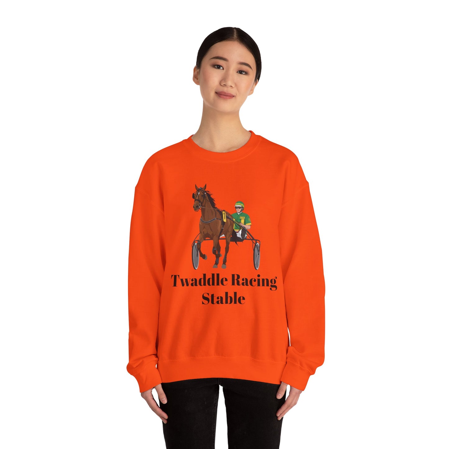 CUSTOM Harness Racing Crewneck Sweatshirt, Horse Racing. Standardbred. Sulky.
