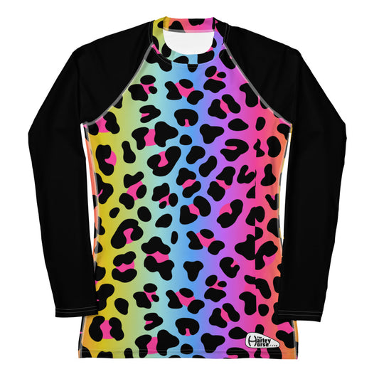 Rainbow Cheetah Women's Horse Riding Sun Shirt