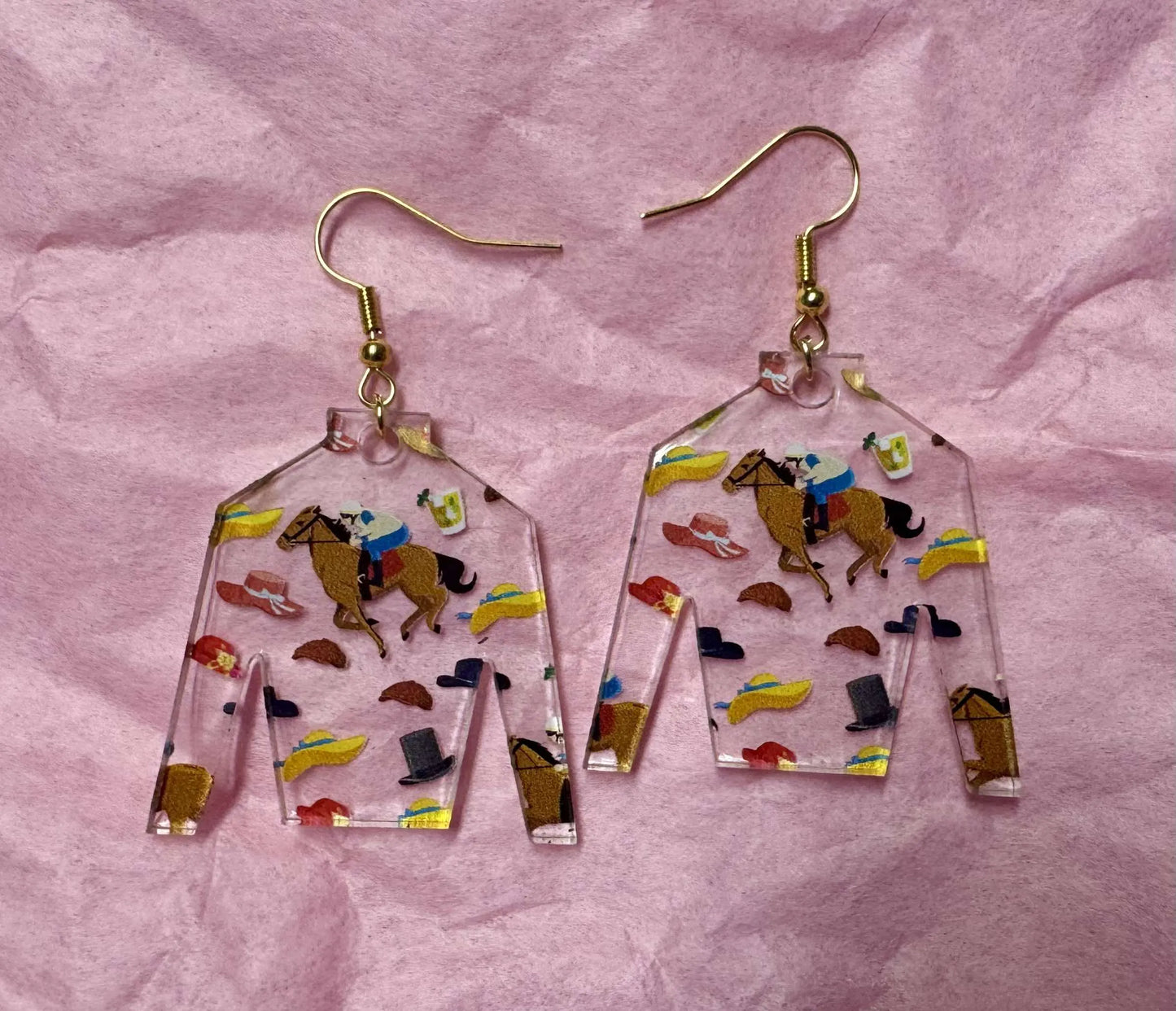 Kentucky Derby Jockey Silk Ear Rings. Jockey. Horse Racing. Kentucky Derby Roses