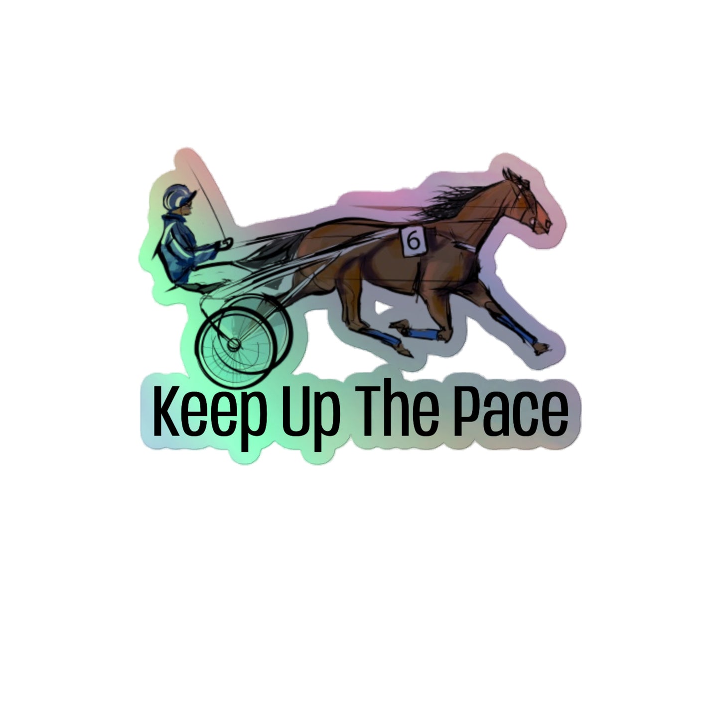 Standardbred Sulky Horse Harness horse Holographic stickers