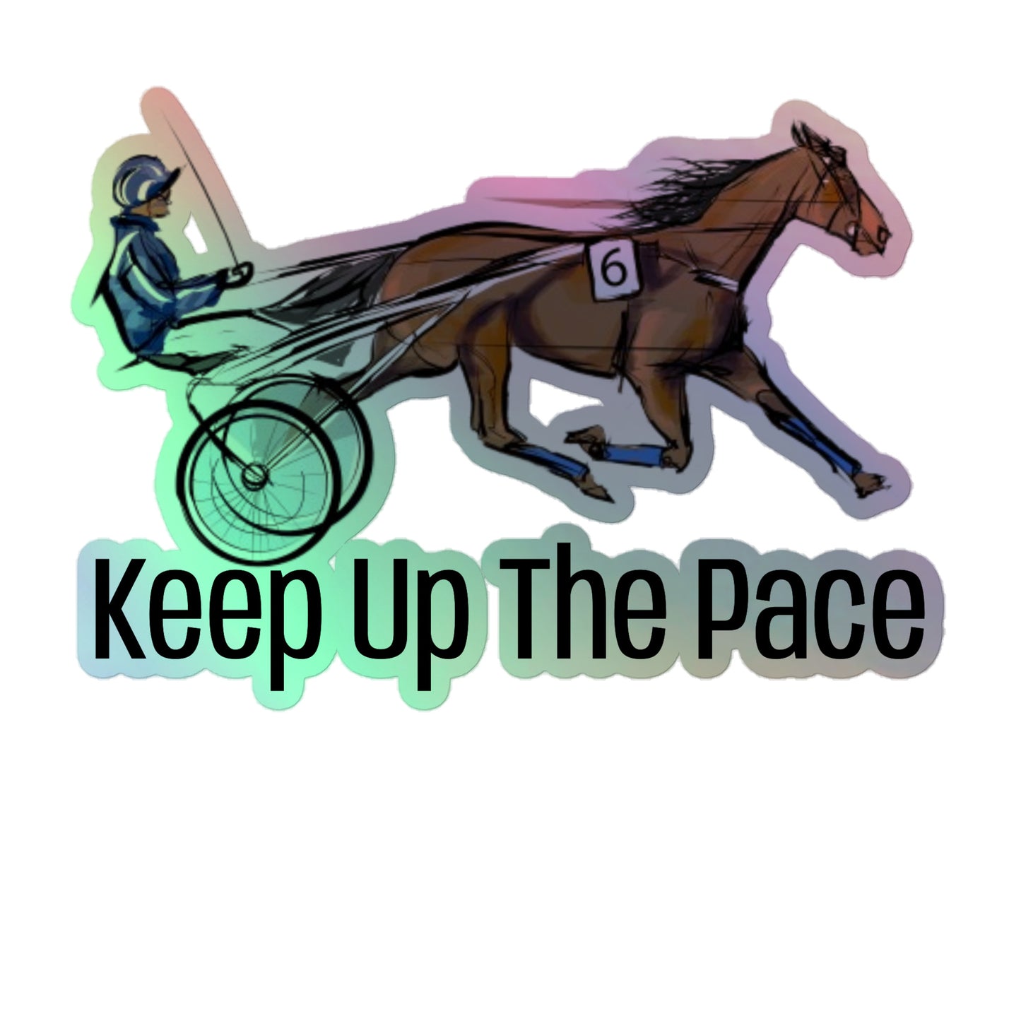 Standardbred Sulky Horse Harness horse Holographic stickers