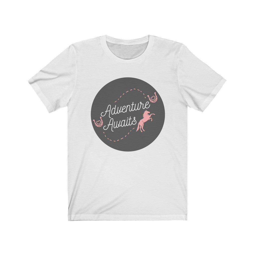 Adventure Awaits Horse Tshirt. Unisex Jersey Short Sleeve