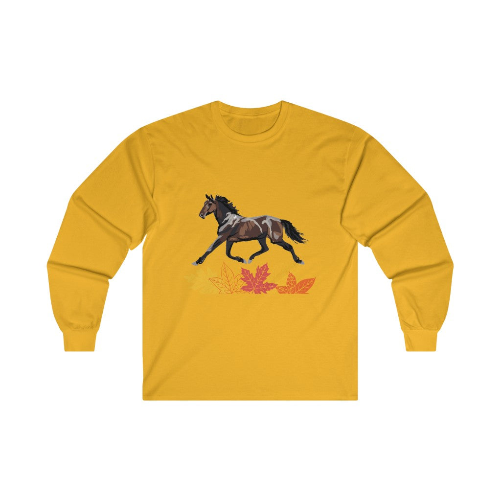 Standardbred Fall Leaves Ultra Cotton Long Sleeve Tee