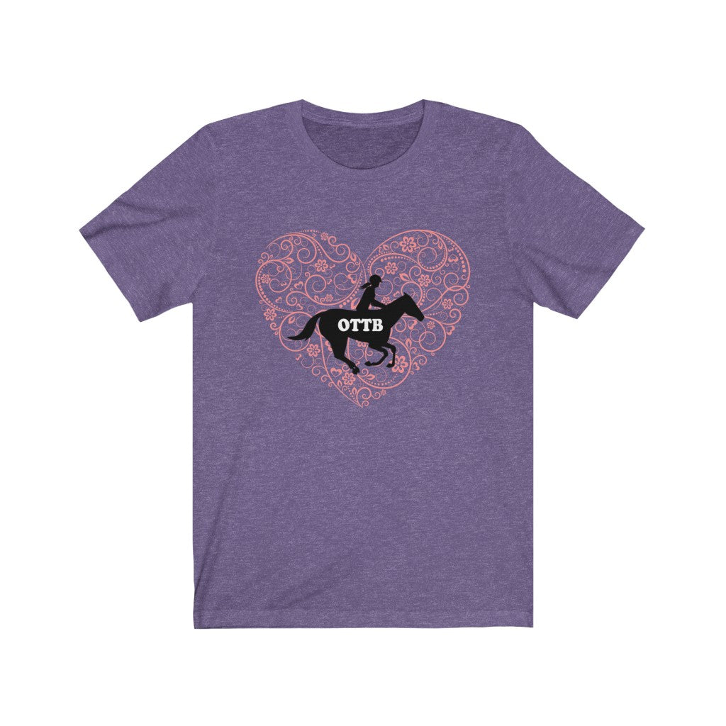 OTTB LOVE DESIGN HEART. Thoroughbred. Unisex Jersey Short Sleeve Horse TShirt
