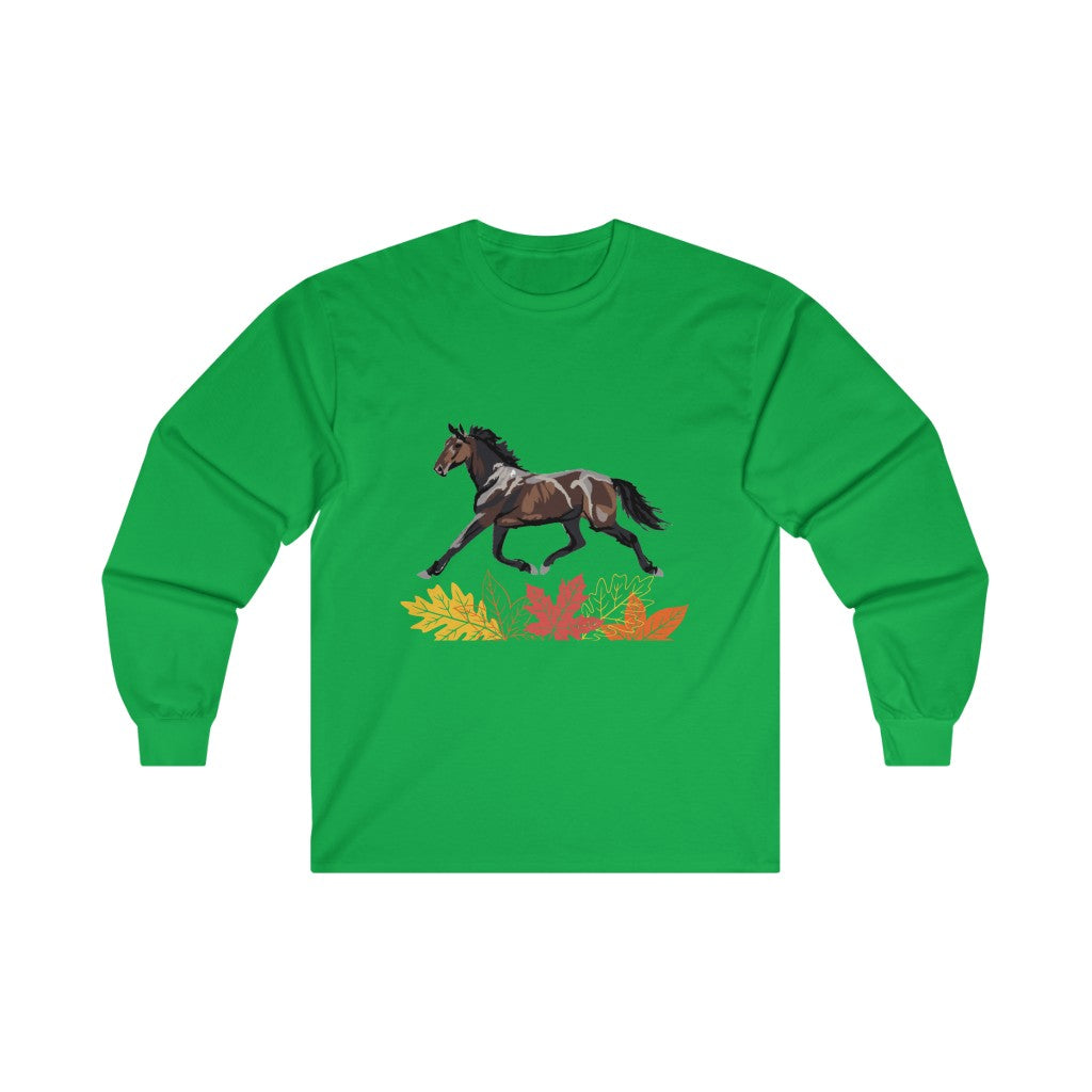 Standardbred Fall Leaves Ultra Cotton Long Sleeve Tee