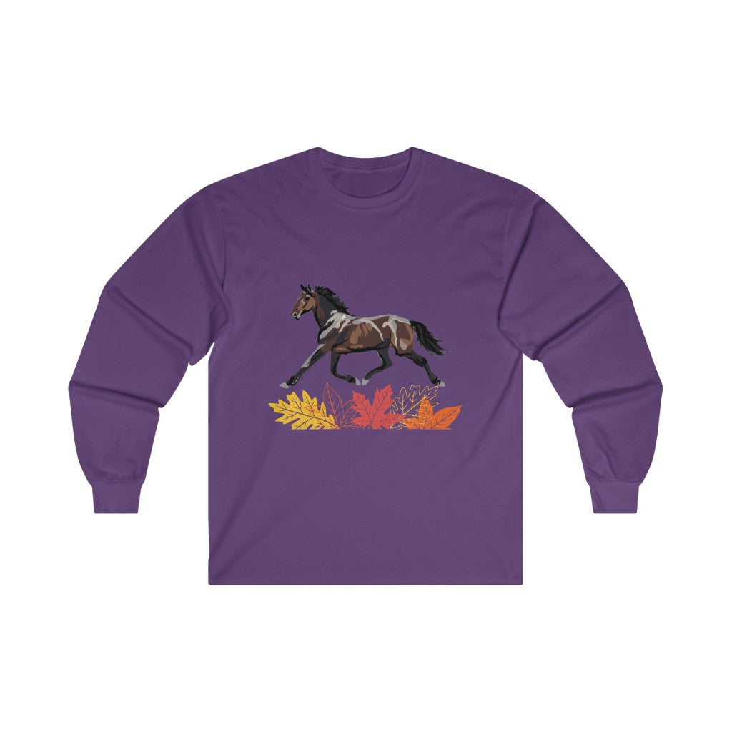 Standardbred Fall Leaves Ultra Cotton Long Sleeve Tee