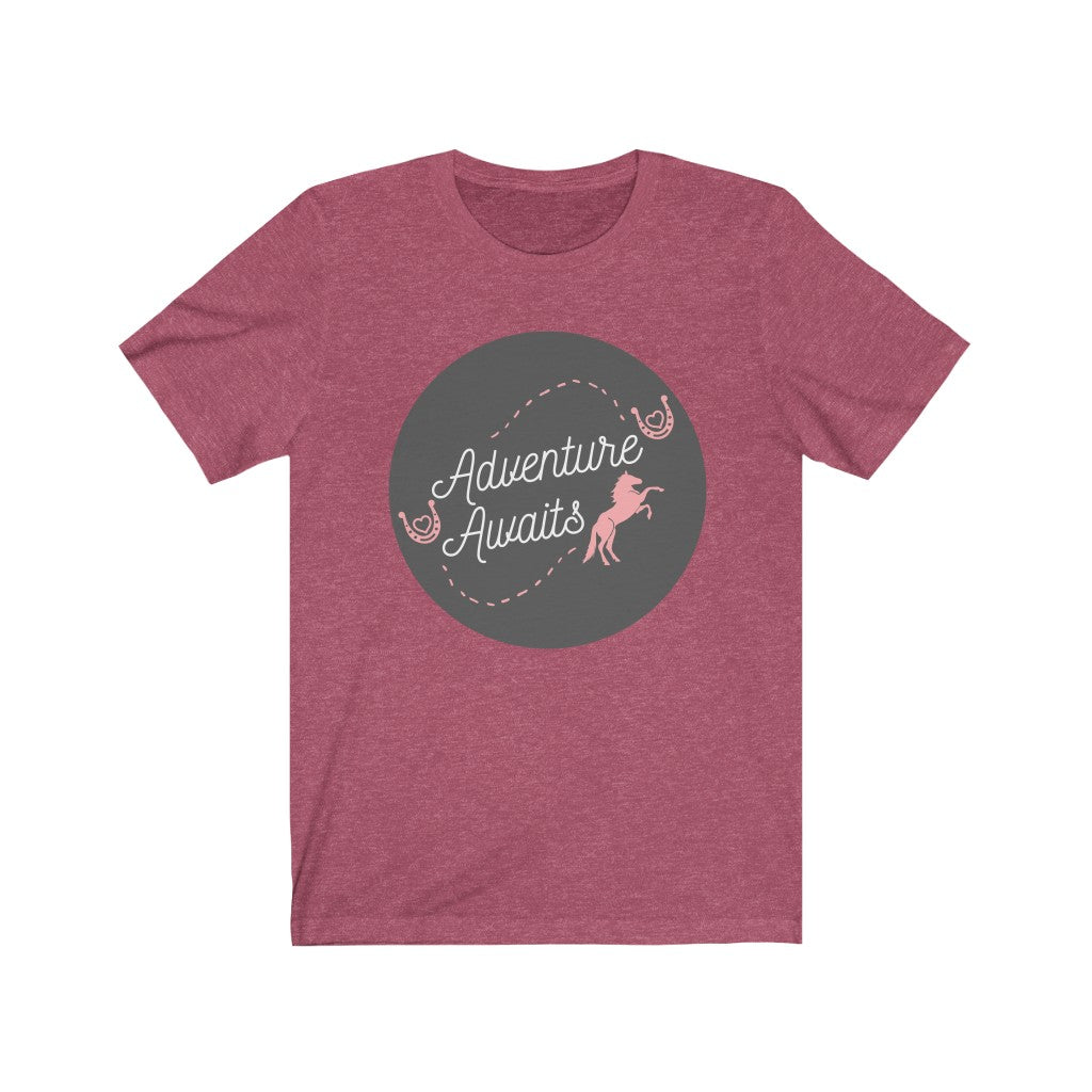 Adventure Awaits Horse Tshirt. Unisex Jersey Short Sleeve
