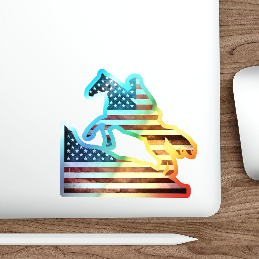 American Flag Endurance Rider Holographic Die-cut Stickers