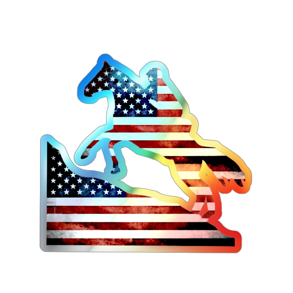 American Flag Endurance Rider Holographic Die-cut Stickers