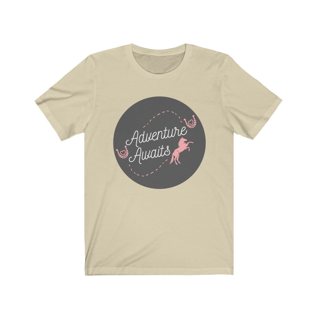 Adventure Awaits Horse Tshirt. Unisex Jersey Short Sleeve