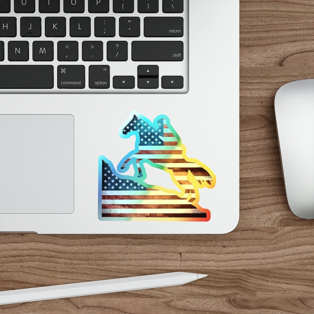 American Flag Endurance Rider Holographic Die-cut Stickers