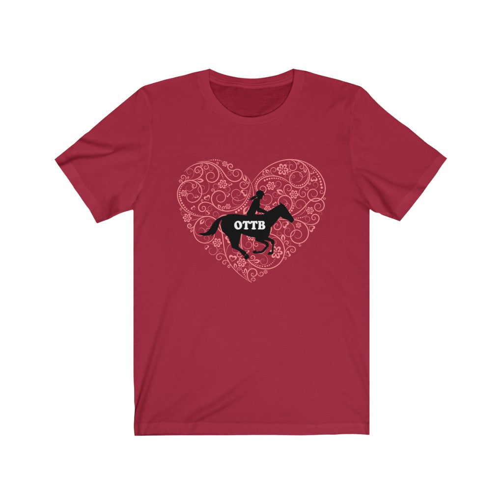 OTTB LOVE DESIGN HEART. Thoroughbred. Unisex Jersey Short Sleeve Horse TShirt