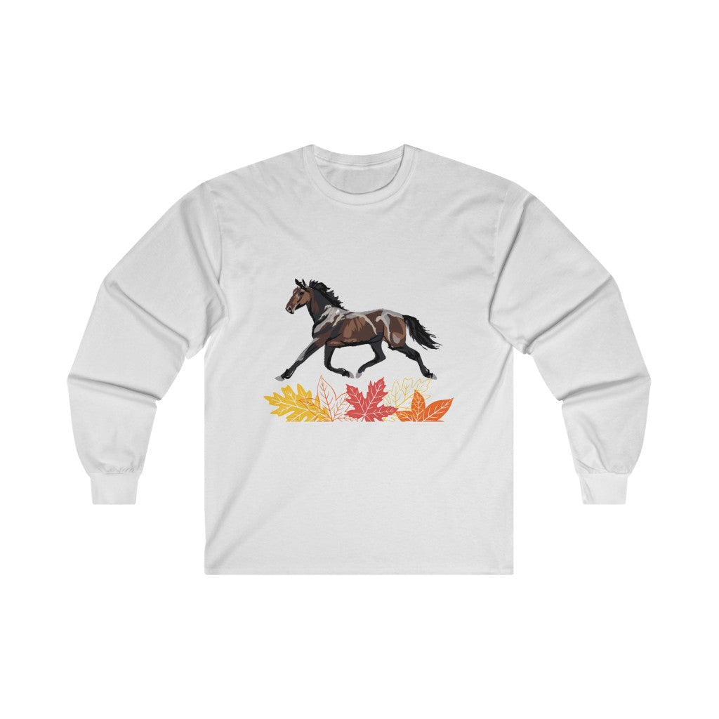 Standardbred Fall Leaves Ultra Cotton Long Sleeve Tee