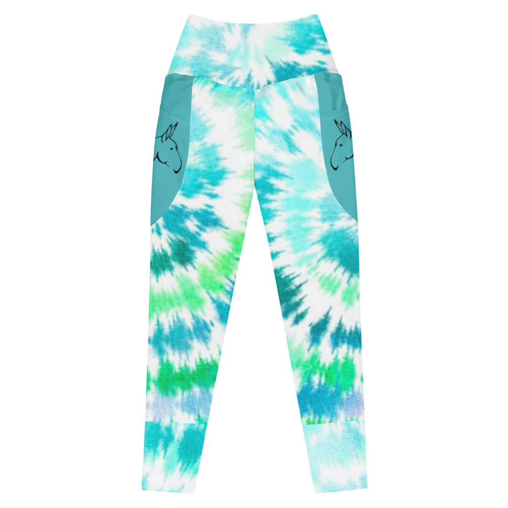 Mule tie dye horse riding tights with pockets