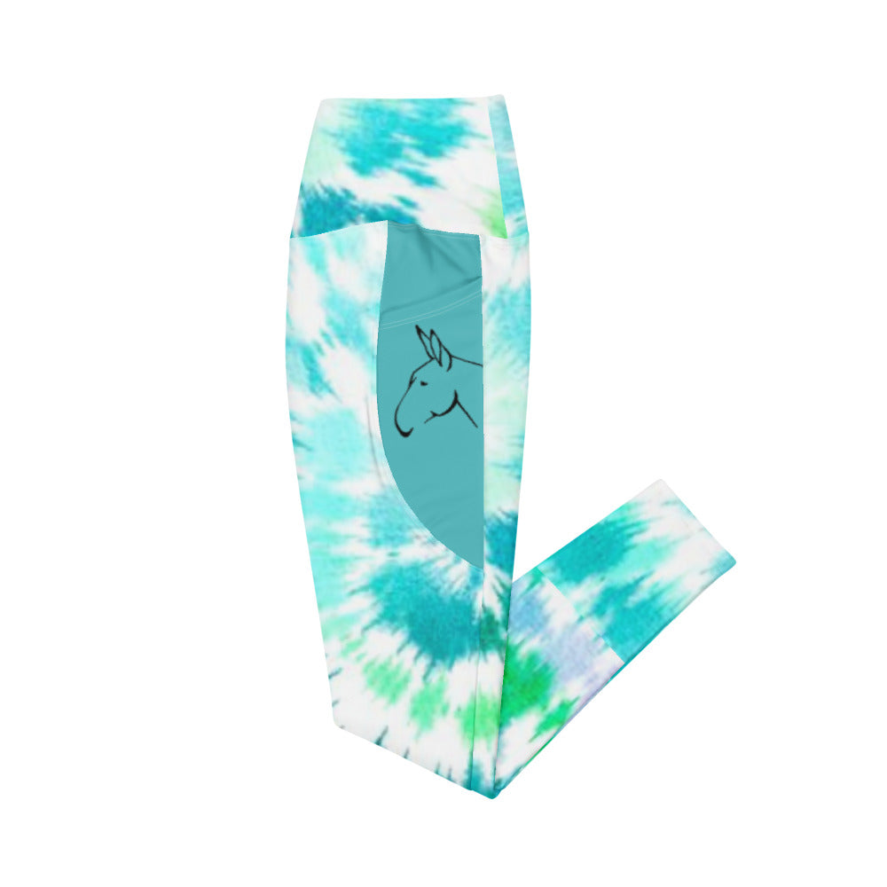 Mule tie dye horse riding tights with pockets