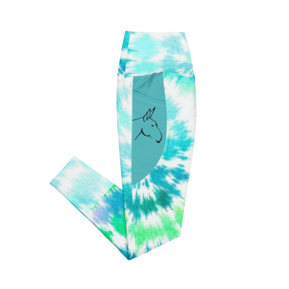 Mule tie dye horse riding tights with pockets