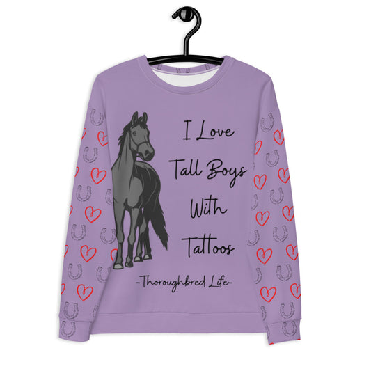 I Love Tall Boys With Tattoos PURPLE Unisex Sweatshirt