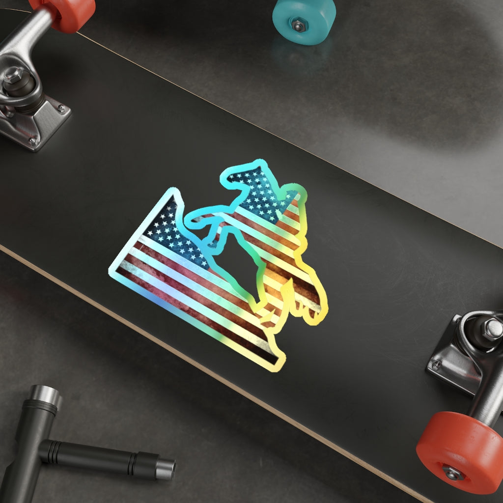 American Flag Endurance Rider Holographic Die-cut Stickers