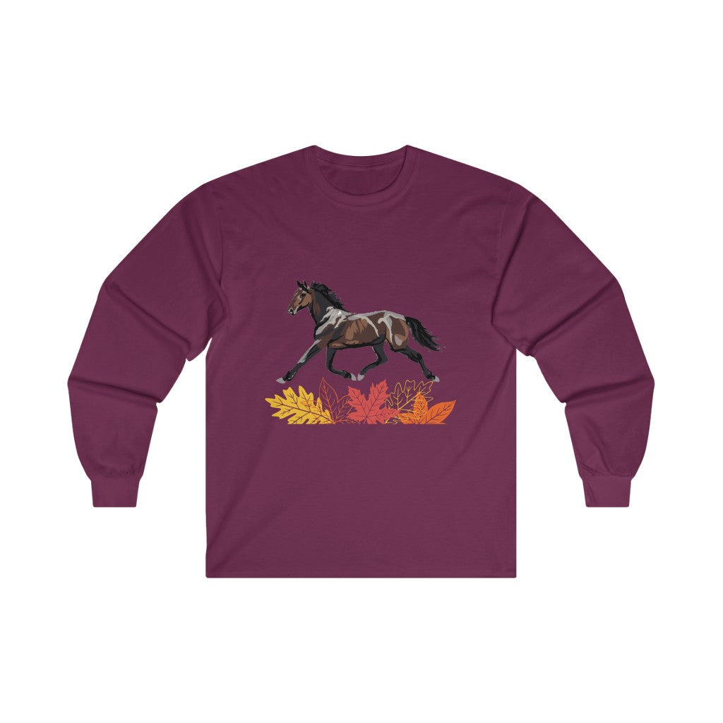 Standardbred Fall Leaves Ultra Cotton Long Sleeve Tee