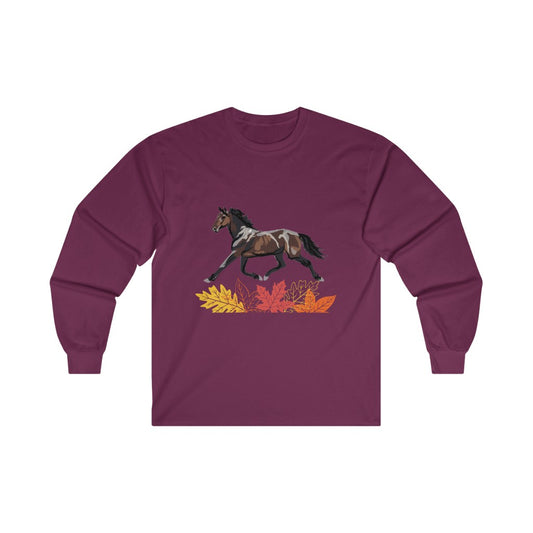 Standardbred Fall Leaves Ultra Cotton Long Sleeve Tee