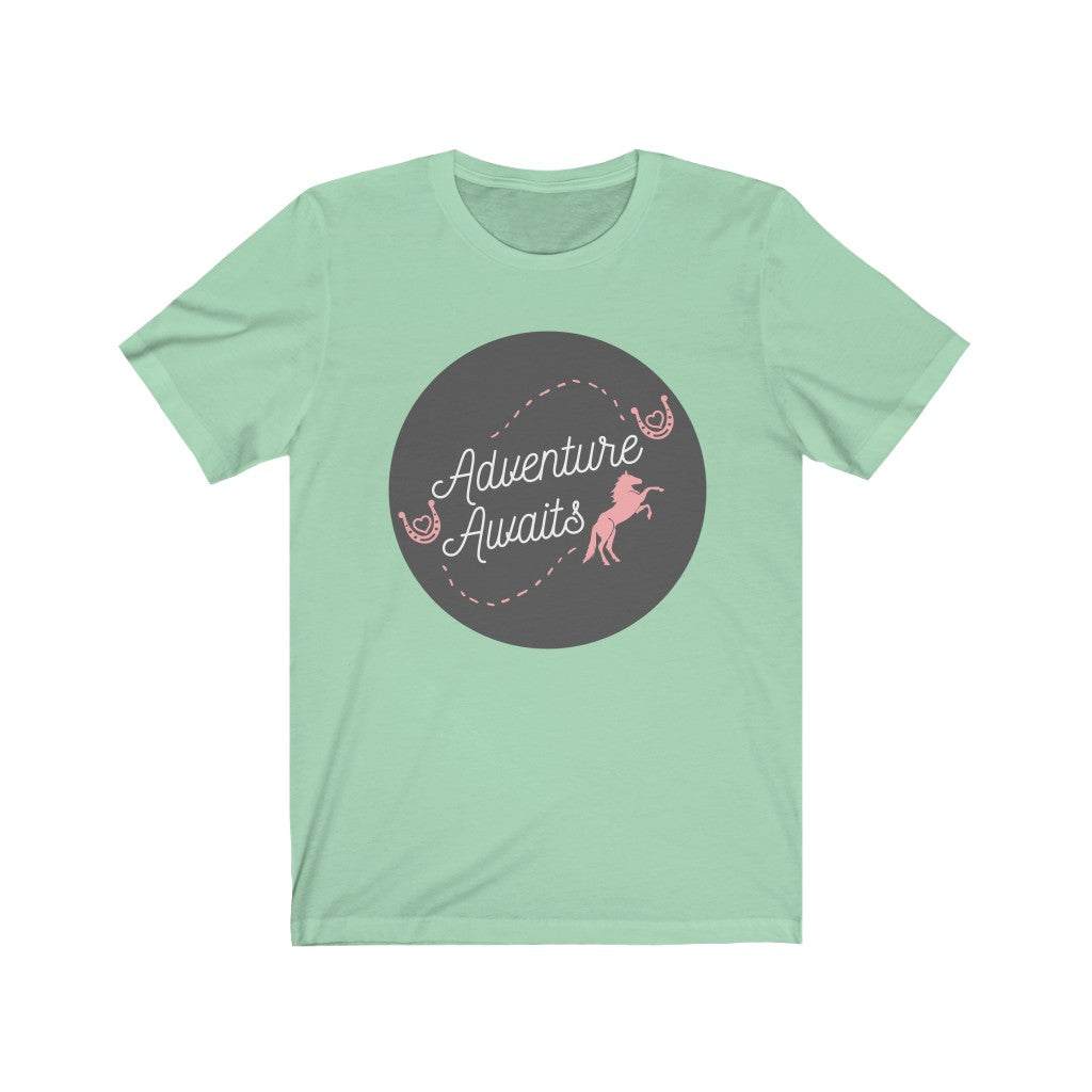 Adventure Awaits Horse Tshirt. Unisex Jersey Short Sleeve