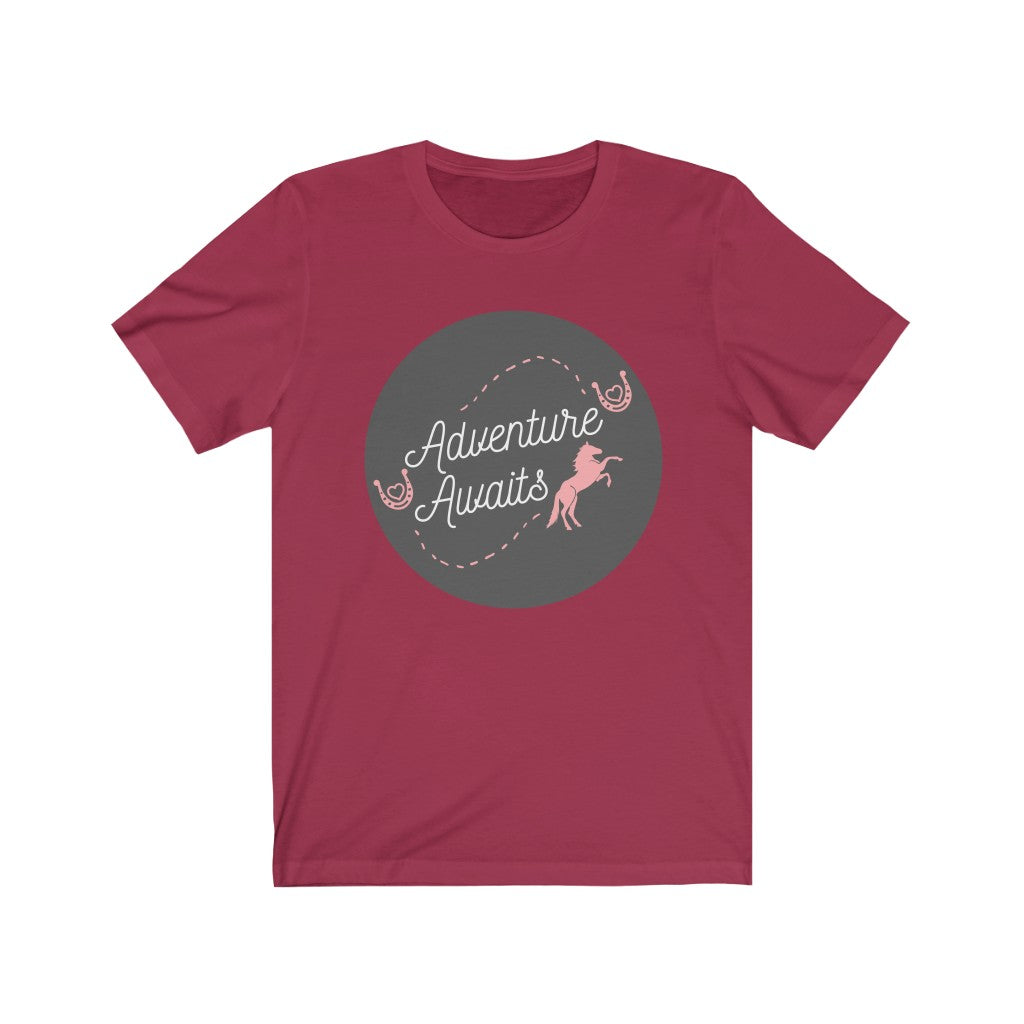Adventure Awaits Horse Tshirt. Unisex Jersey Short Sleeve
