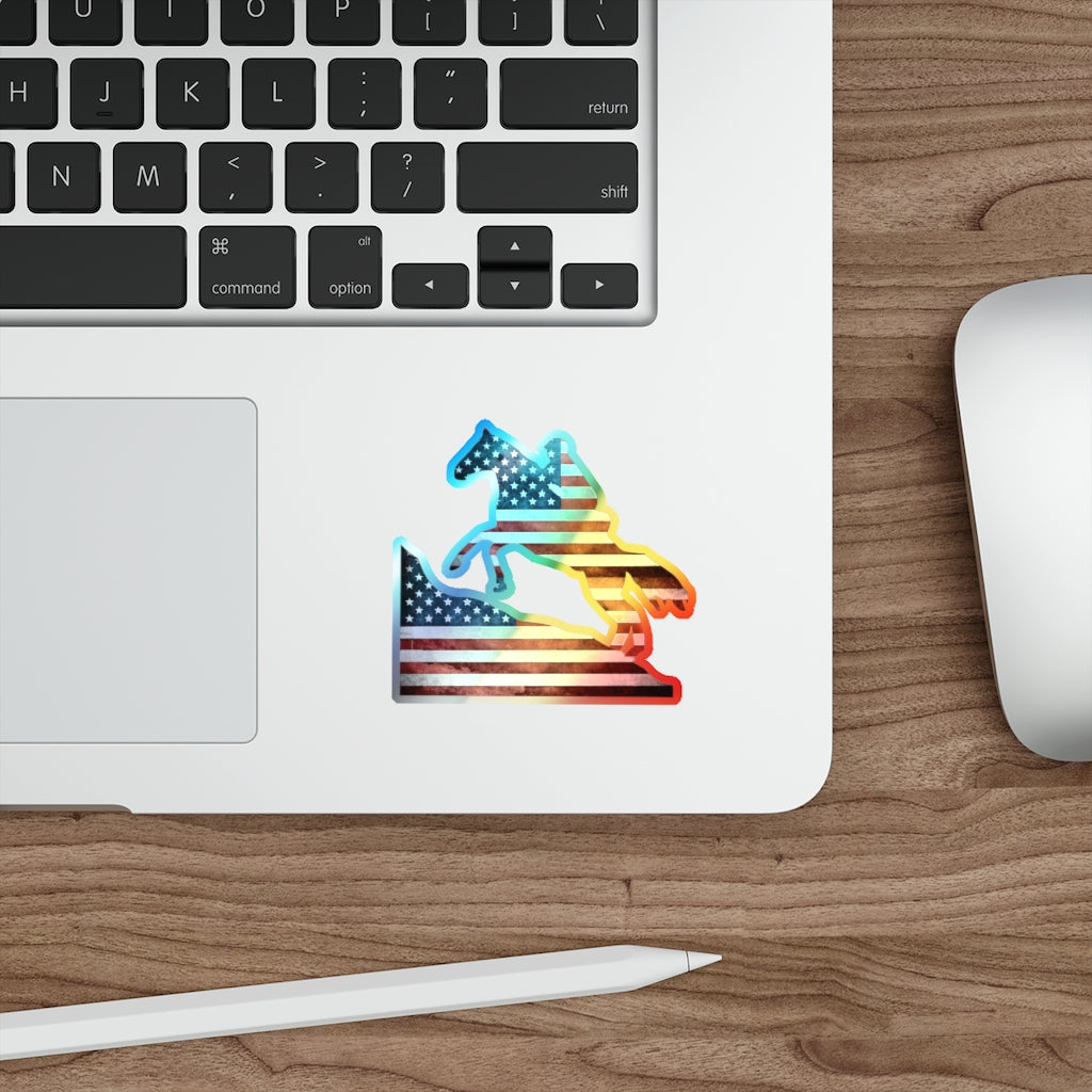 American Flag Endurance Rider Holographic Die-cut Stickers